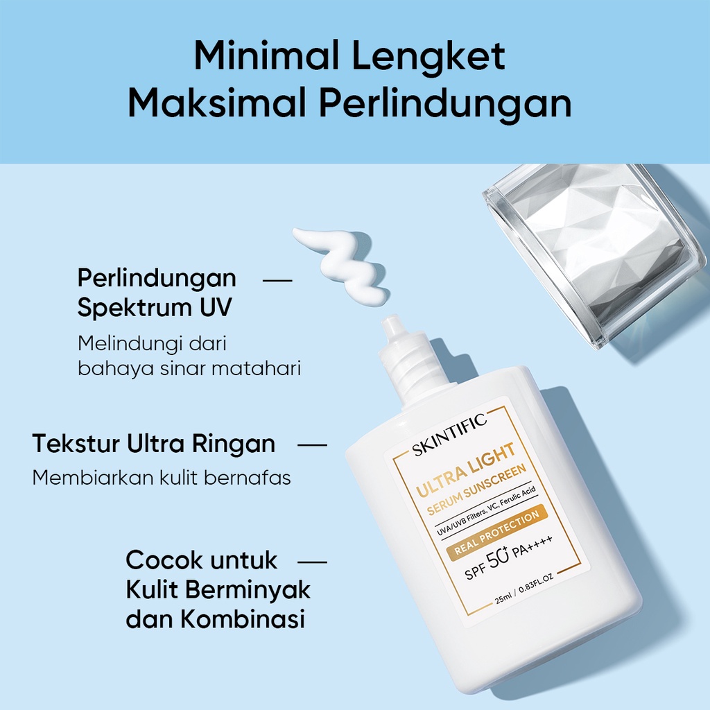 ★ BB ★ SKINTIFIC Sunscreen Ultra Light Serum SPF50 PA++++ 25ml | Skincare Sunblock Stick untuk Kulit Berminyak dan Berjerawat