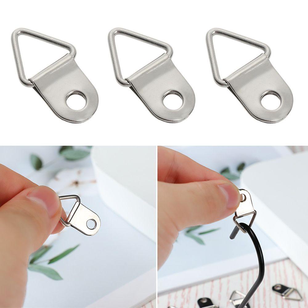TOP 50pcs Segitiga D-Ring 3ukuran Dengan Sekrup Lukisan Minyak Cermin Kait Dinding