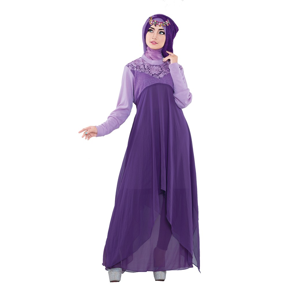 GAMIS WANITA - GAUN PESTA MUSLIMAH - BAJU GAMIS WANITA - BAJU PESTA - GAMIS UNGU - TAS 462