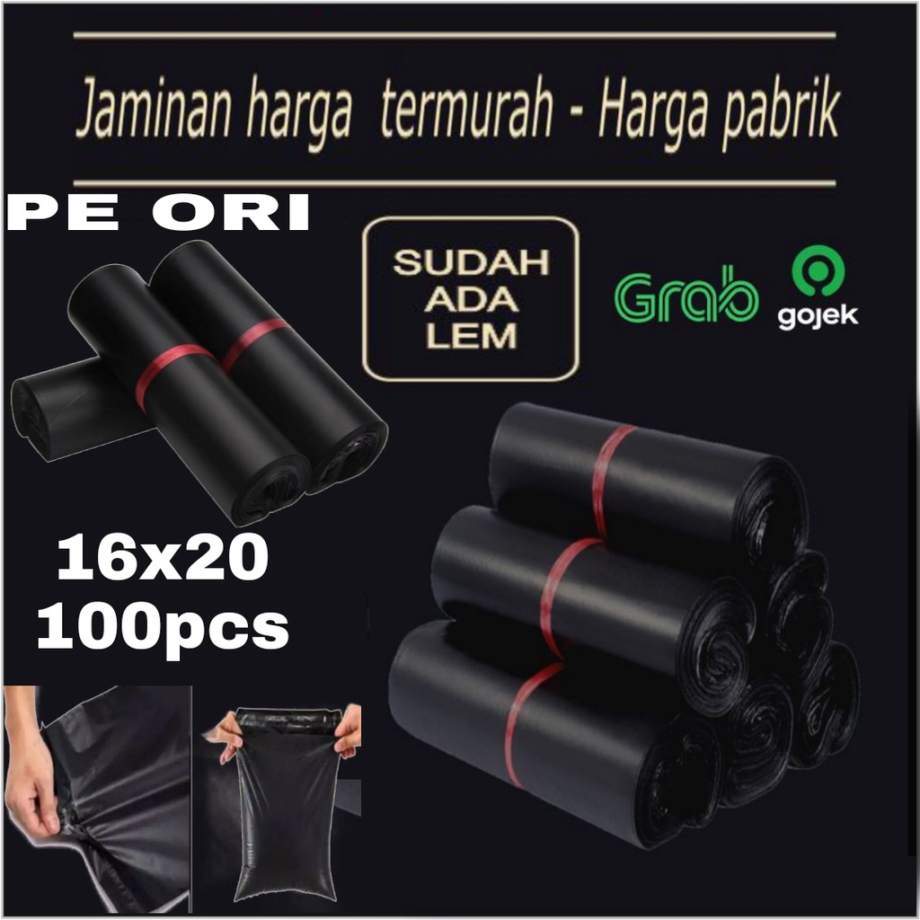 

PLASTIK POLYMAILER 16X20 100PCS HITAM PE/ PLASTIK PACKINGAN ONLINESHOP