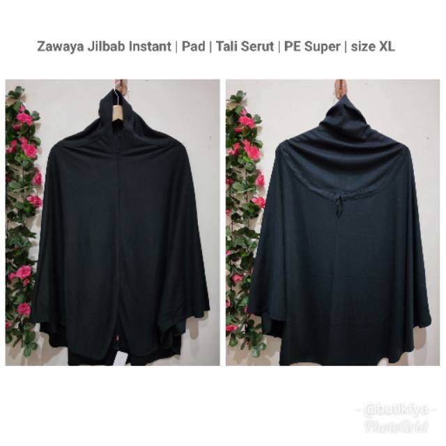 Zawaya Jilbab Instant Pad Tali Serut Hitam