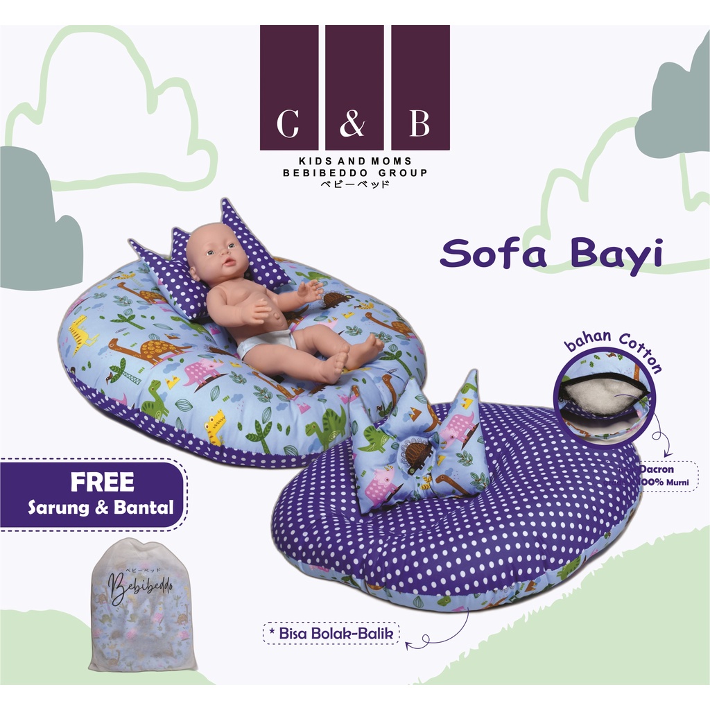 Sofa bayi / baby launger FREE bantal mahkota bayi dan tas