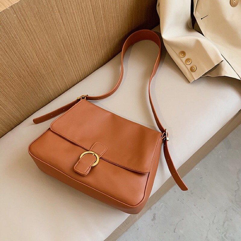 SG7505 syafniegalery Z*ra Flat Leather Sling Bag impor tas murah