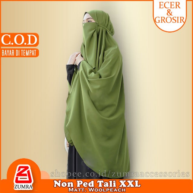 Khimar Super Jumbo Tali  Non Ped 110 x 125 cm Maryam Wolfis Style Syari