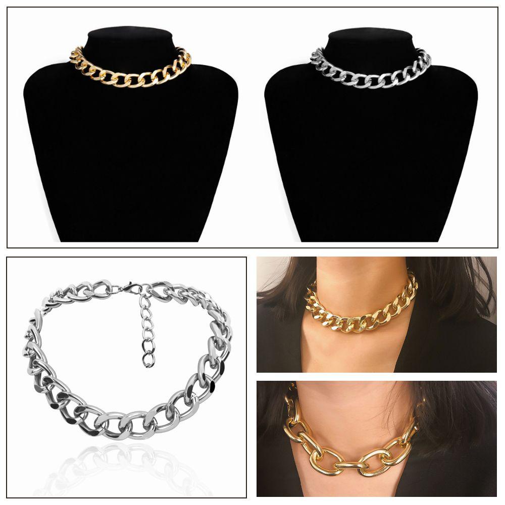Pernyataan Perhiasan Choker Nanas Rantai Kaitan Warna Silver Gold