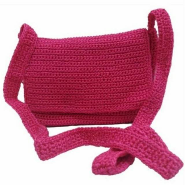 Tas Rajut Wanita Nilon Silvy Selempang Pink Fanta Murah