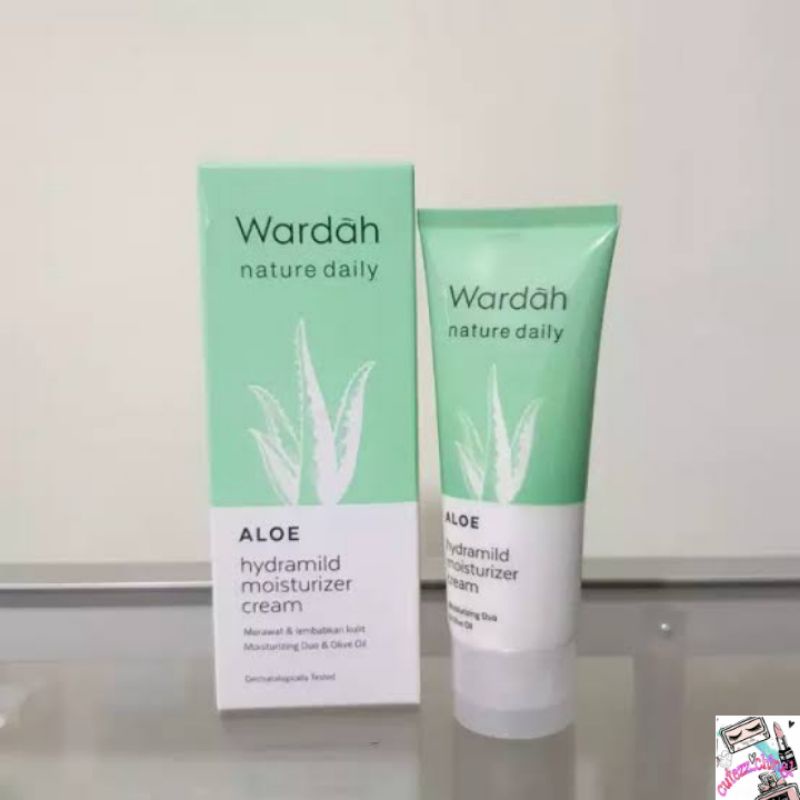 ☃Cutezz_Ching1☃Wardah Nature Daily Aloe Hydramild Moisturizer Cream 40ml - pelembab dengan olive oil