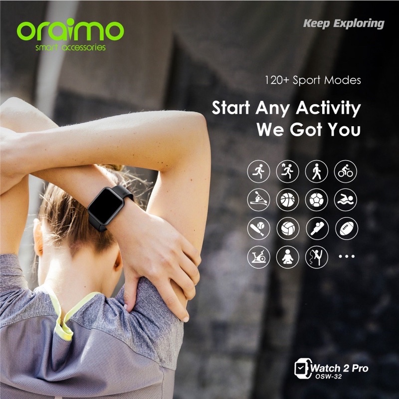 Oraimo OSW-32 Watch 2 Pro Smart Watch Jam Tangan Pintar Bigger Screen Smarter Call - Garansi 1 Tahun