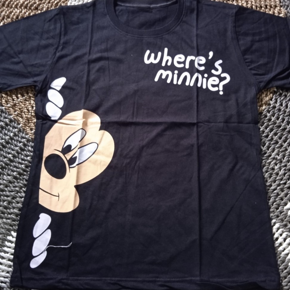 BAJU ATASAN KAOS PRIA DISTRO JF WHERE IS MINNIE COTTON COMBAT 30S