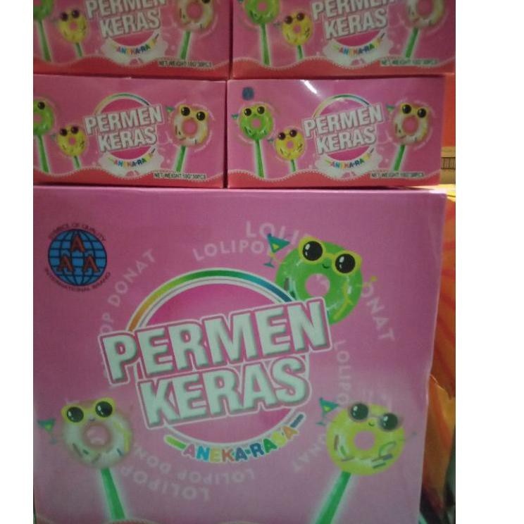 

TERPERCAYA permen lollipop donat gagang nyala (per box isi 30)