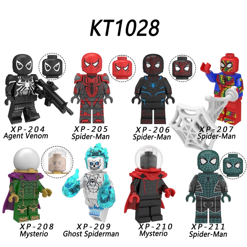 Kt1028 Mainan Action Figure Minifigures Agent Venom Ghost Spiderman Quentin Beck Marvel Untuk Hadiah