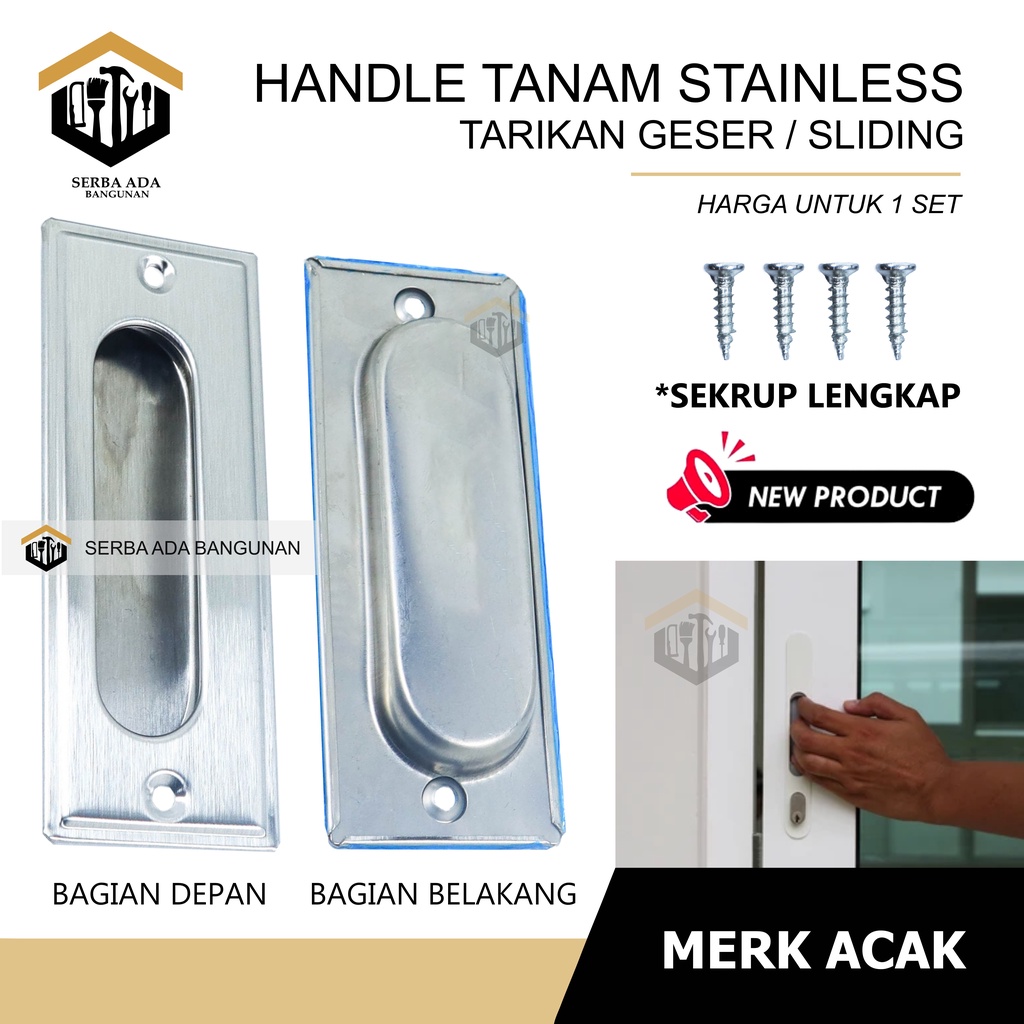 Handle Pintu Tanam sleding sliding Dorong Geser kom camp kotak 11 cm Lemari