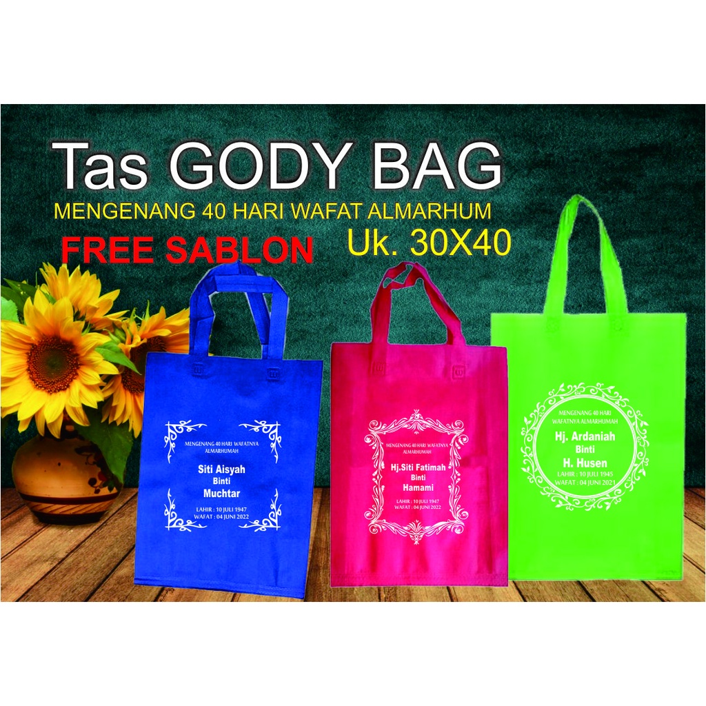 

Tas godi bag syukuran, tas gody bag tahlilan, tas sablon tahlilan, tas 40 hari, tas bok nasi