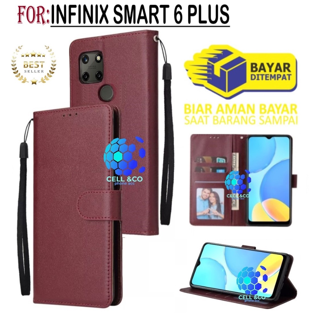 NEW INFINIX SMART 6 PLUS CASE FLIP LEATHER WALLET PREMIUM FLIP CASE BUKA TUTUP KESING HP CASING FLIP CASE WALLET INFINIX SMART 6 PLUS