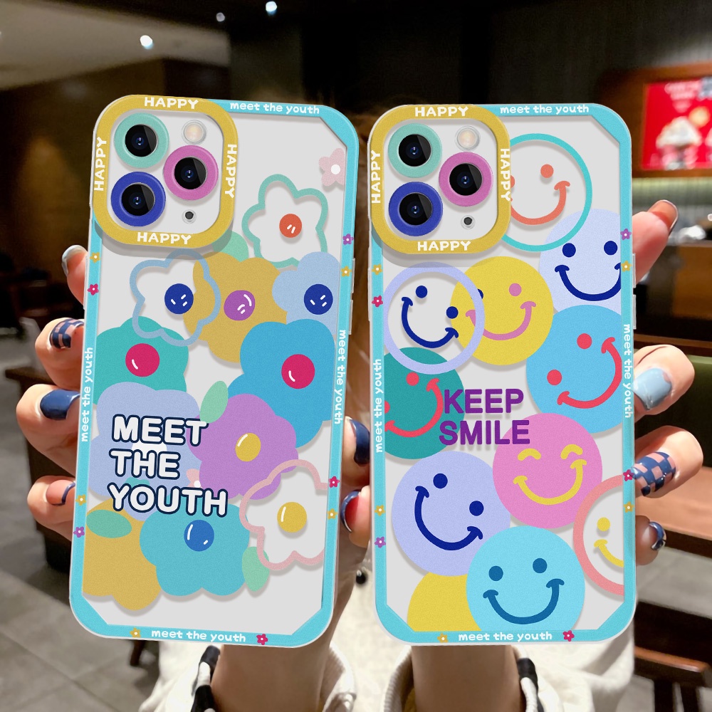 Soft Case TPU Motif Smiley Face Untuk iPhone 13 12 11 Pro MAX XS MAX XR X 7 8 Plus SE 2020