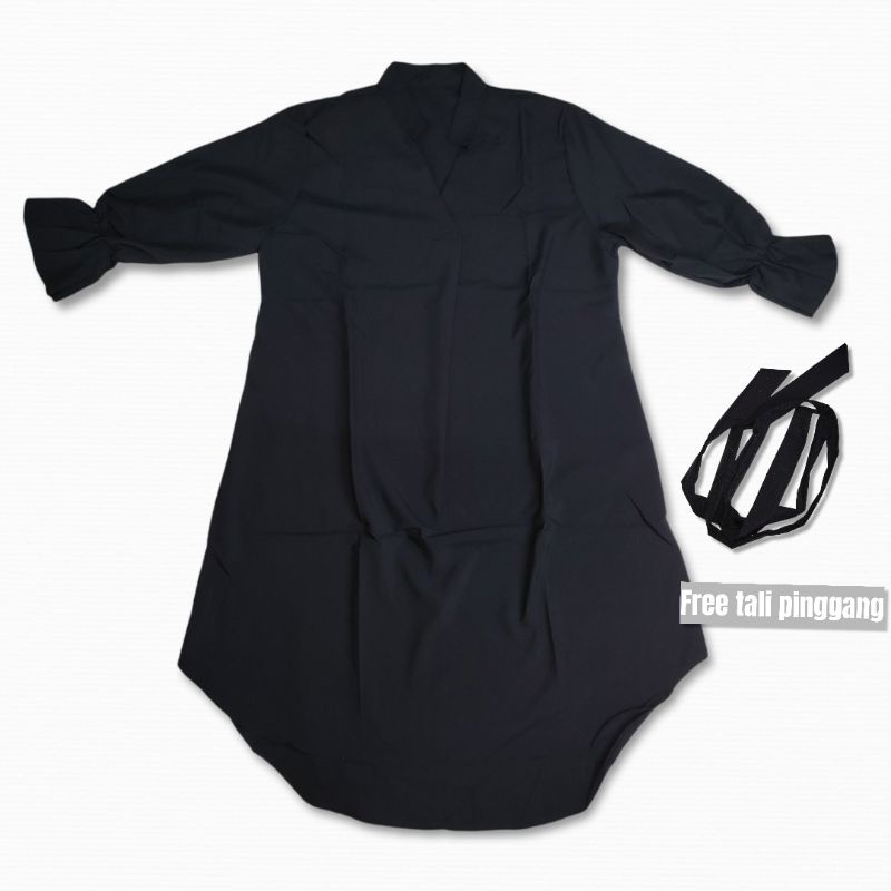 TUNIK BASIC POLOS HITAM + BELT
