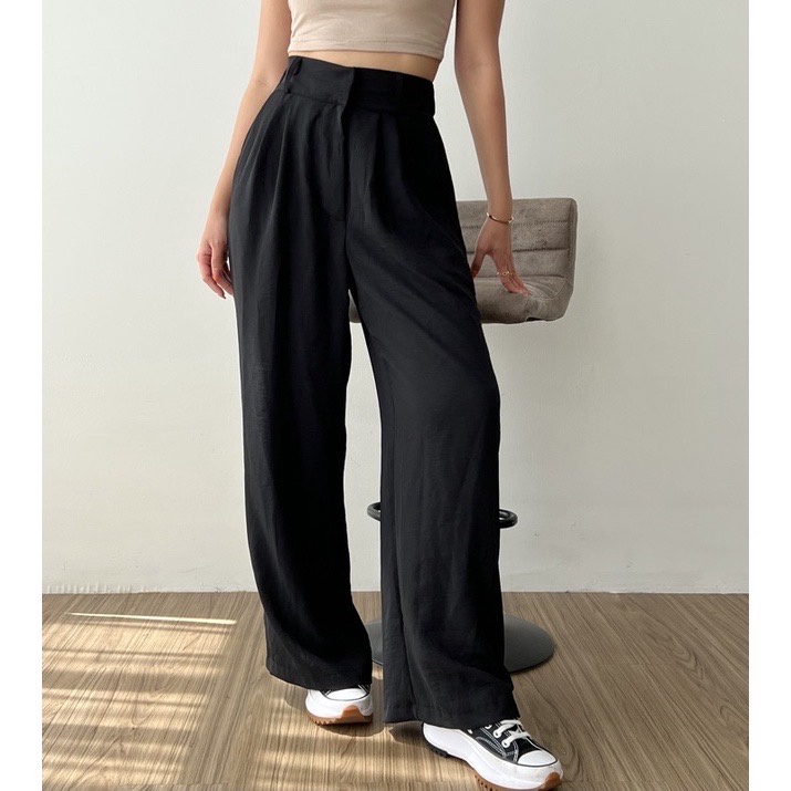 Trivela - Celana Kulot Crinkle Highwaist Wanita Loose Cullotes Pants 3412 - Hailey Loose Cullotes - SJJ