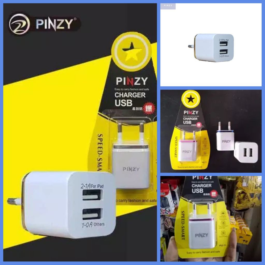 ADAPTOR CHARGER 2 USB PINZY T1