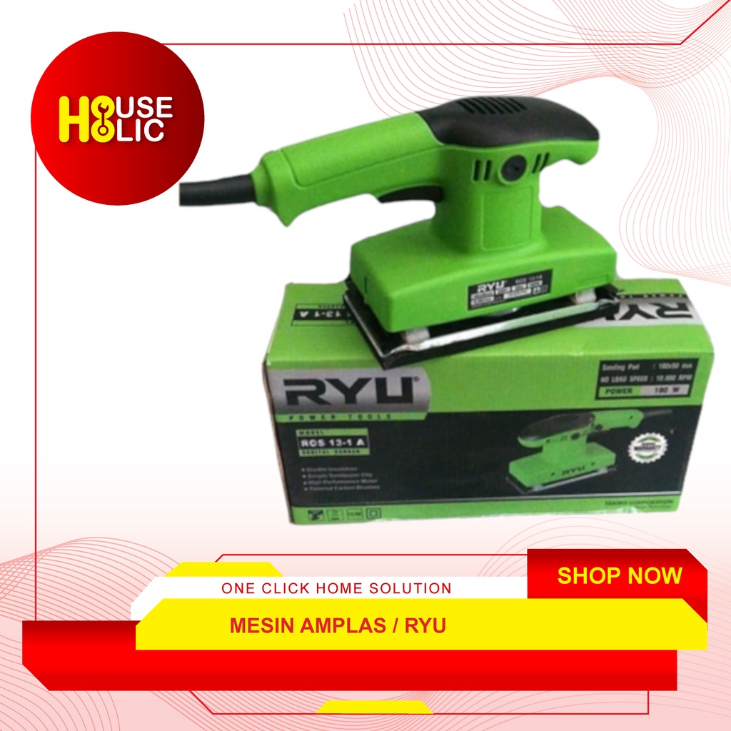 RYU Mesin Amplas Kayu / Mesin Orbital Palm Sander ROS 13-1 A 180 Watt