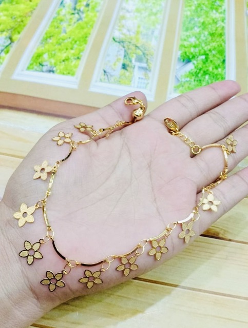 Gelang kaki wmaita lapis emas // gelamg kaki juarai jurai bunga // gelang kaki wanita replika emas