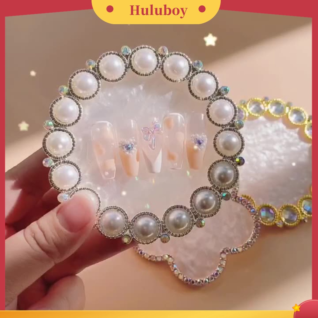 Huluboy Huluboy♡ Piring Nail Art Bahan Metal Motif Bunga Aksen Mutiara