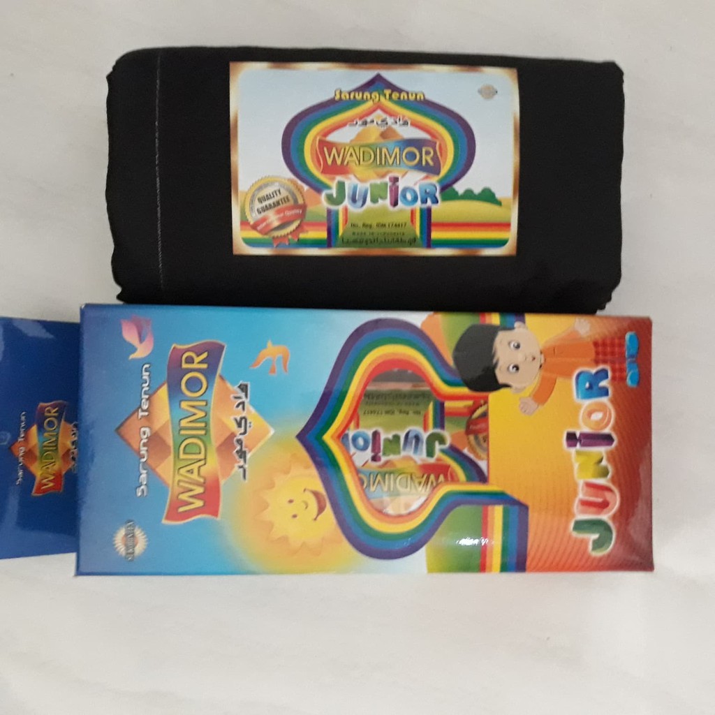 sarung wadimor anak warna hitam - sarung wadimor junior hitam - sarung anak putih - sarung polos