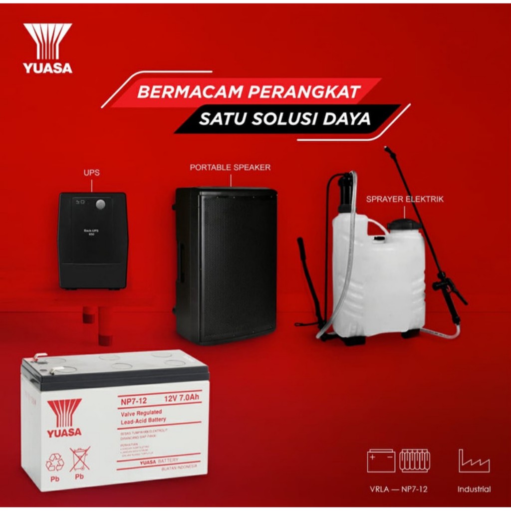 Aki Kering Yuasa NP7-12 Baterai Kering Yuasa 12v 7ah Battery UPS AKI MOBIL MOTOR MAINAN ANAK SPRAYER AKI UPS AKI SURABAYA AKI