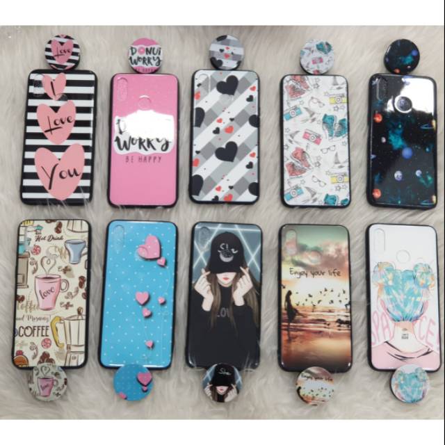 [B-079] Softcase korea plus pop soket type oppo samsung xiaomi realme a3s a5s a7 c11 c12 a01j2prime