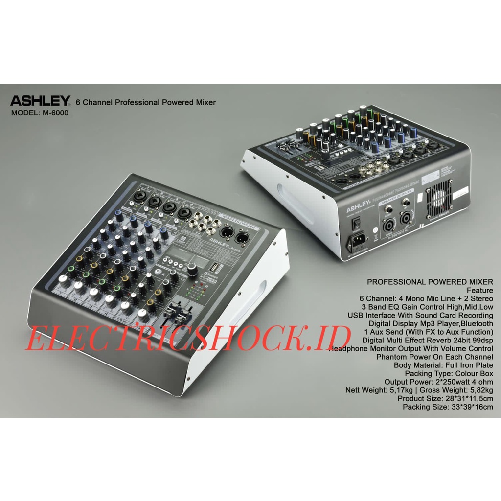 POWER MIXER ASHLEY M6000 / ASHLEY M 6000 ORIGINAL 6 CHANNEL
