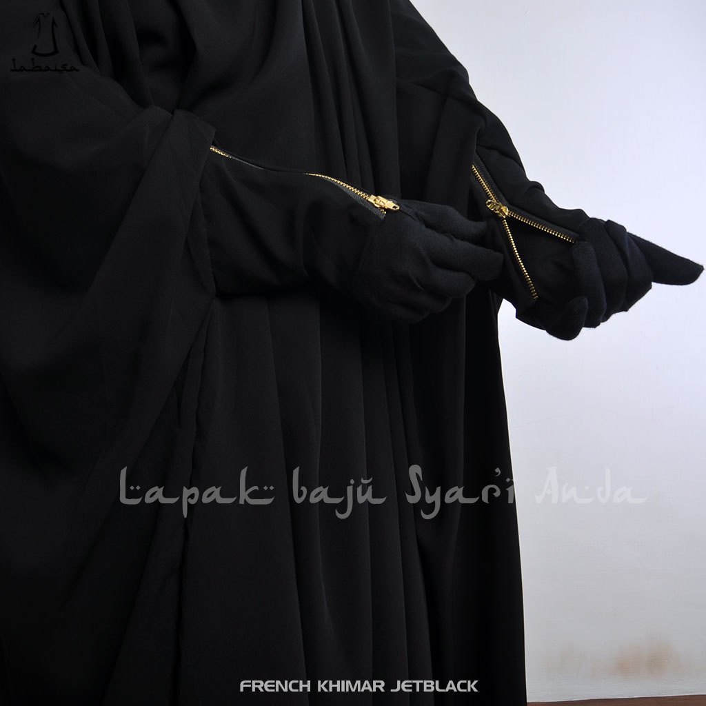 French Khimar Jetblack Jumbo Square Labasa Ori | French Hijab | Fashion Muslim
