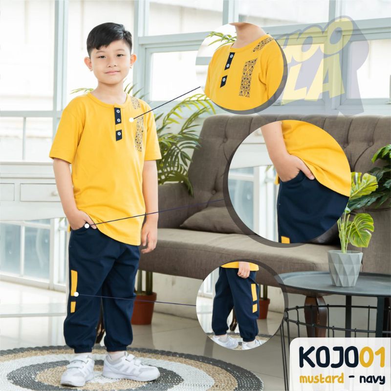 Setelan Baju Koko Celana Jogger Furqon KOJO Hoofla Kids Anak Laki