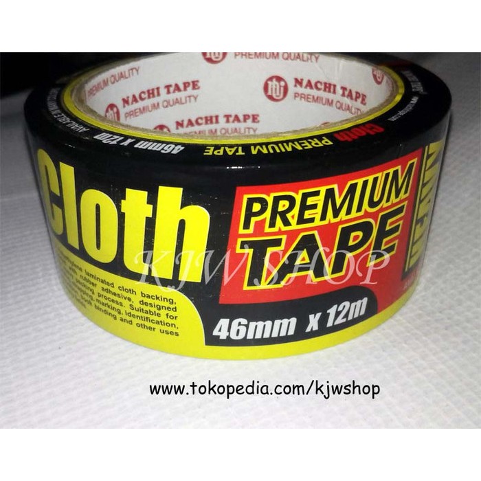 Promo Lakban Kain Hitam 2 inch / Cloth Tape 46 mm x 12 meter merk NACHI Eksklusif