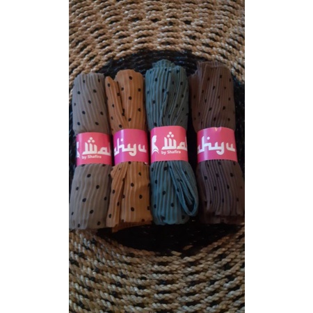 PASHMINA PLISKET POLKADOT CERUTY BABYDOLL WAHYU BY SHAFIRA JILBAB TERBARU MUDRIKAH HIJAB