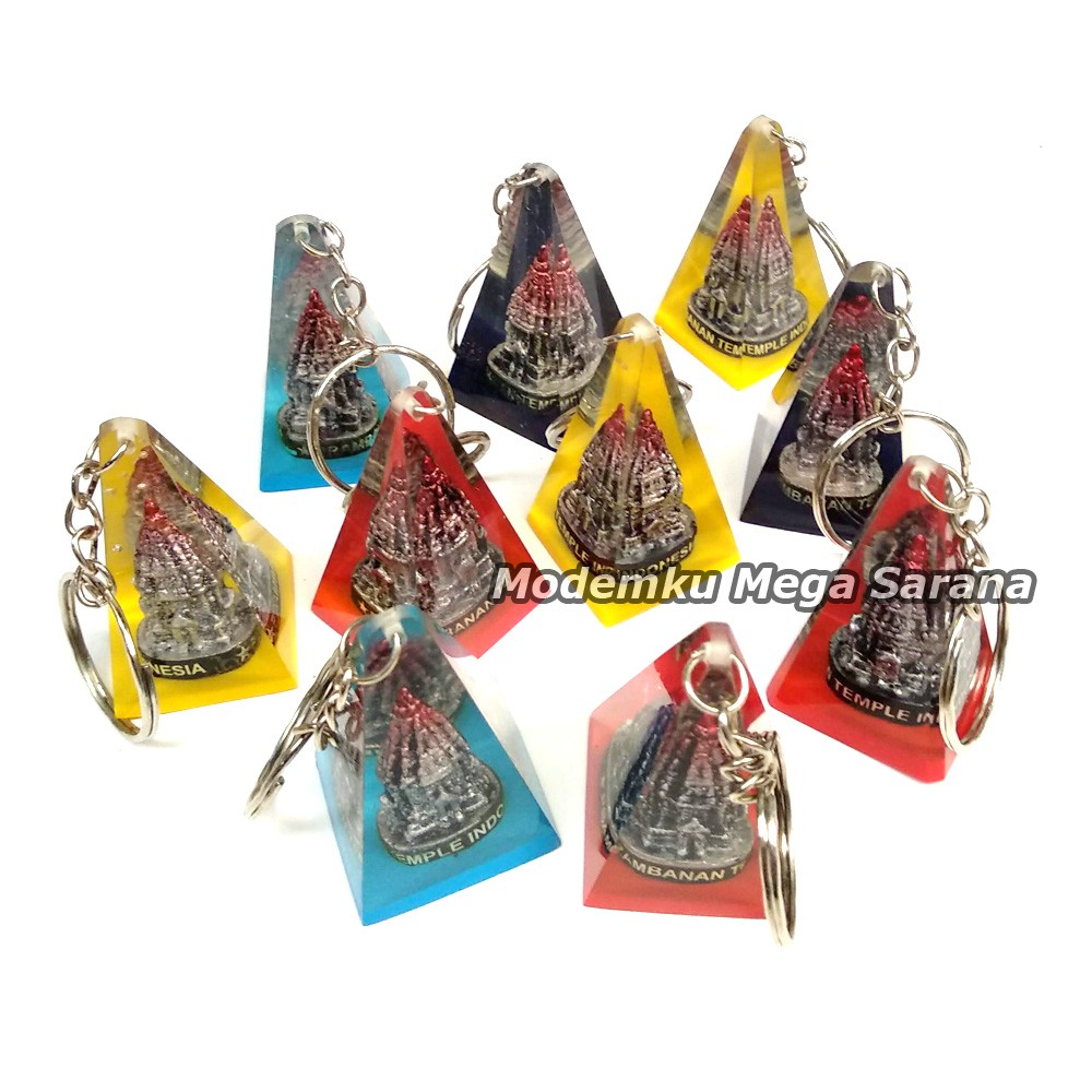 Souvenir Gantungan Kunci Candi Prambanan Limas Fiberglass Akrilik