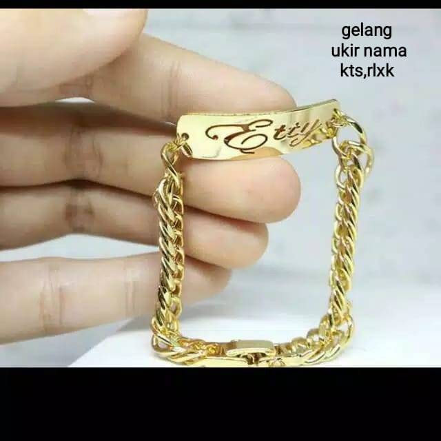 Gelang ukir nama Titanium,bisa untuk dewasa dan anak anak