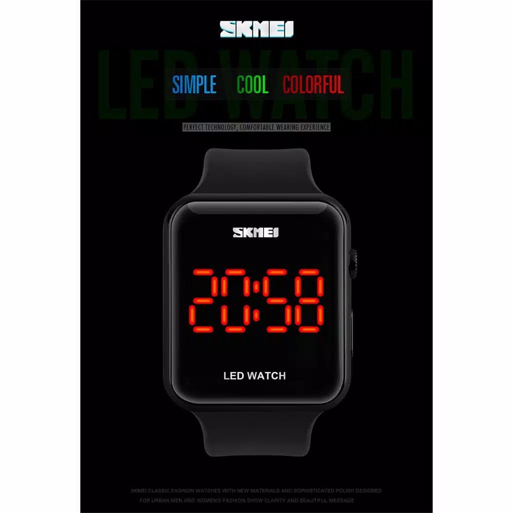 Jam Tangan Kotak LED SKMEI Original