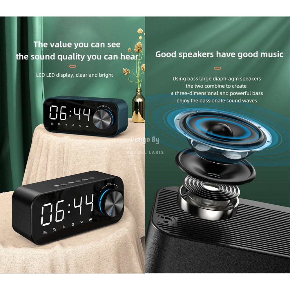 (COD) Jam Digital Meja Speaker Bluetooth Jam Kamar LED Alarm Digital Jam Meja Digital