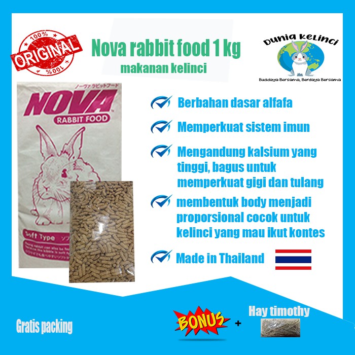 PELET PAKAN MAKANAN KELINCI NOVA 1 KG RABBIT FOOD