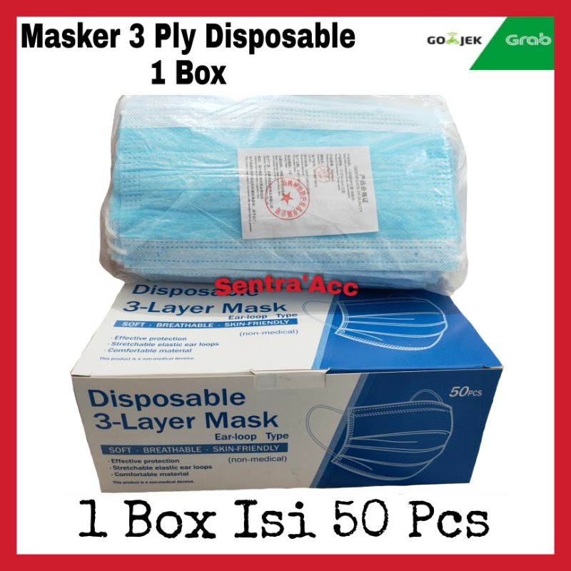 Masker 3 Ply Isi 50 Pcs / Masker Isi 50 pcs / Masker 1 Box Isi 50