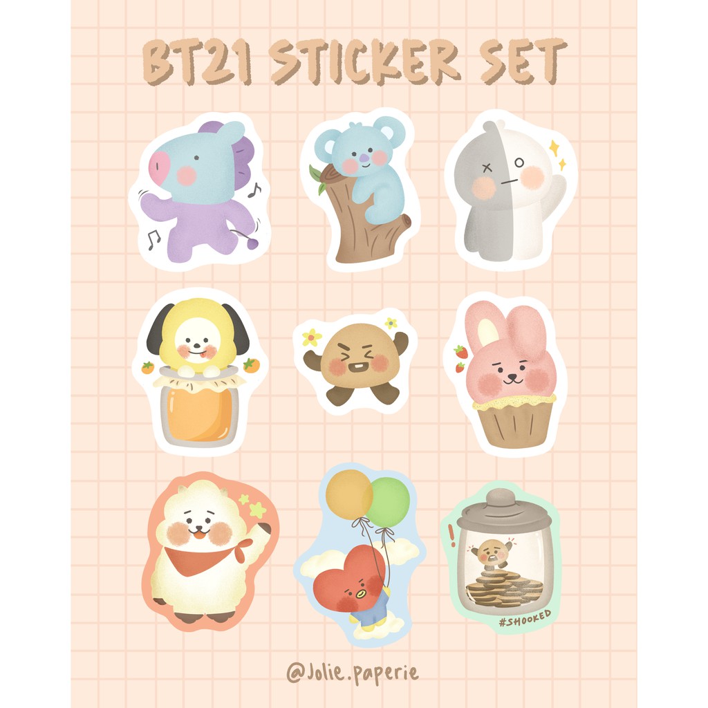 

BT21 sticker set / art sticker / kpop sticker / sticker illustrasi