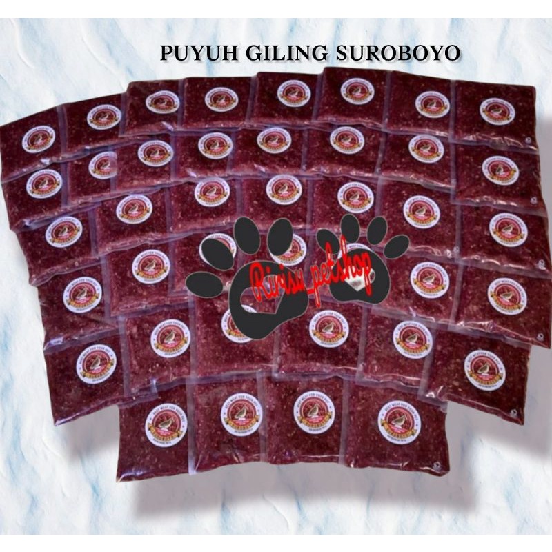 puyuh giling suroboyo/rowfood/makanan kucing 500g