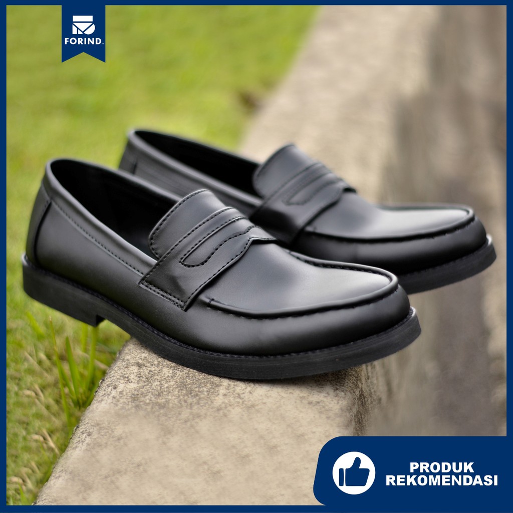 Vinoka Black | Sepatu Loafers Penny Klasik Vintage Klasik Loafer Tali Footwear | FORIND x Lvnatica