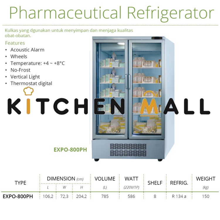 GEA EXPO-800PH PHARMACEUTICAL REFRIGERATOR - KULKAS OBAT FARMASI - SHOWCASE PENYIMPANAN OBAT