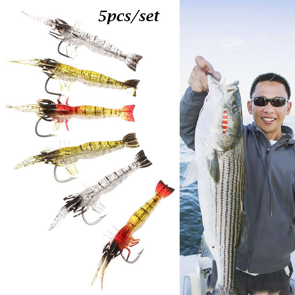 Chookyy 5Pcs/Lot Silikon Udang Lure Simulasi Laut Memancing Biomimetik Lembut Kait Cacing Silikon