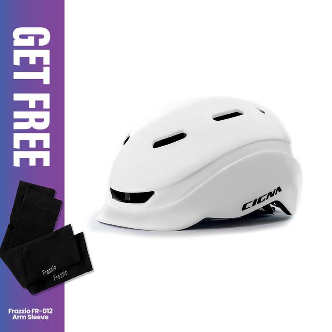 CIGNA GB-2 Bike Ultralight Helmet + Lamp Helm - Helm Sepeda - WHITE