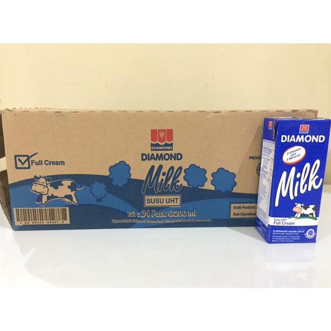 

BAYAR COD Susu Diamond UHT 200ml Full Cream - Kartonan (24x200ml)GRAB GOJEK ONLY