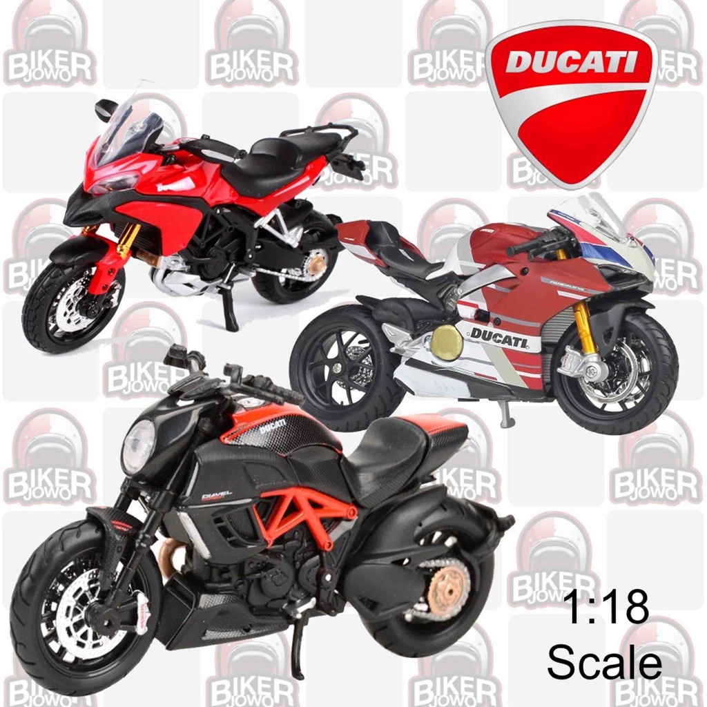 Mainan Diecast Motor 1 : 18 Ducati Pa Carbon Monigale Super Naked V4 1199 748 Supersport S Sport 100