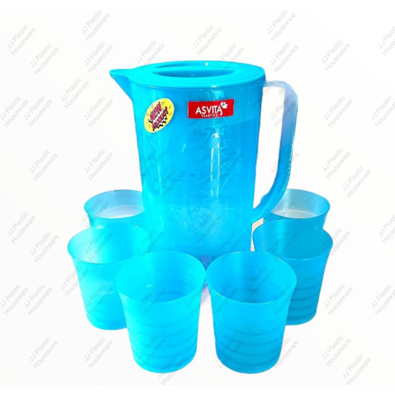 Teko set gelas plastik/eskan set gelas 6 + teko 2,2ltr Florencia Asvita