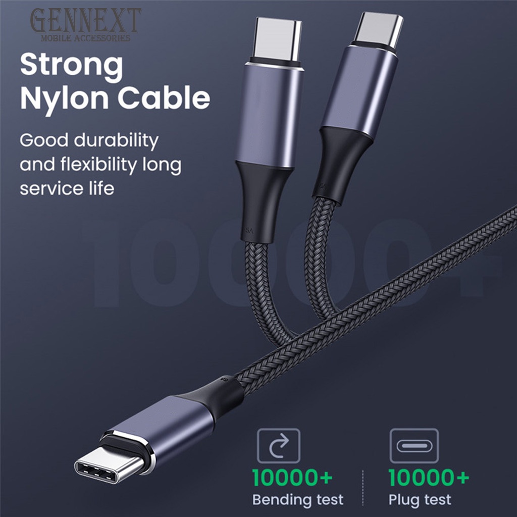Cable Data GENNEXT USB TYPE C to TYPE C PD 5A 100W Braided Nylon kabel Fast Charging