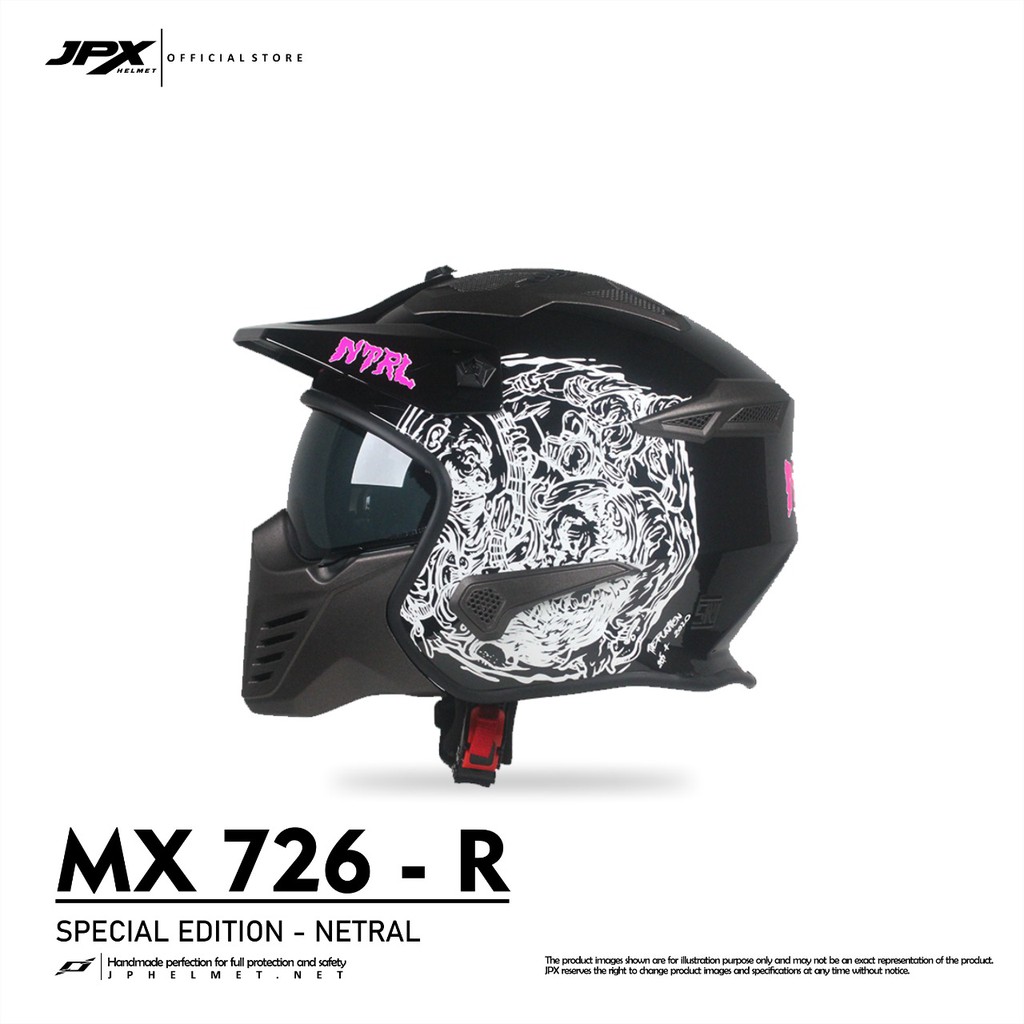 Special Promo Helm JPX Full Face MX-726R Netral Seri - Super Black